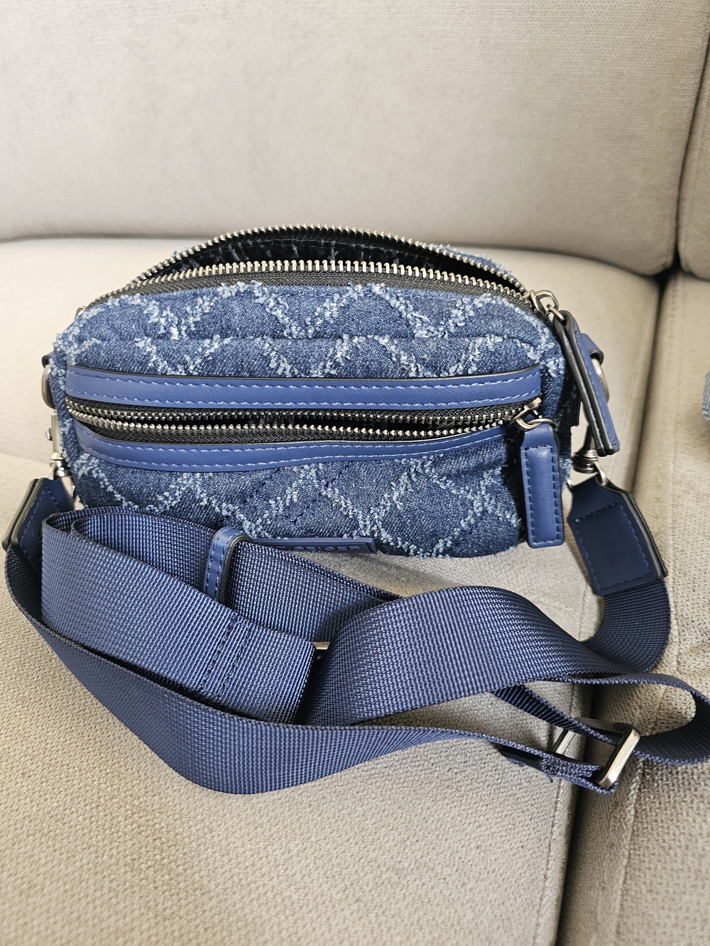 Kurt Geiger London Blue Geometric Crossbody Bag Adjustable Strap